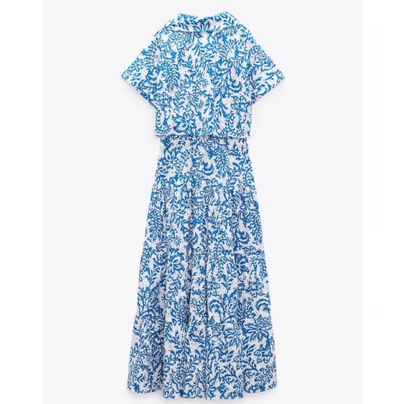Zara OPENWORK EMBROIDERY MIDI DRESS - Picture 2 of 4